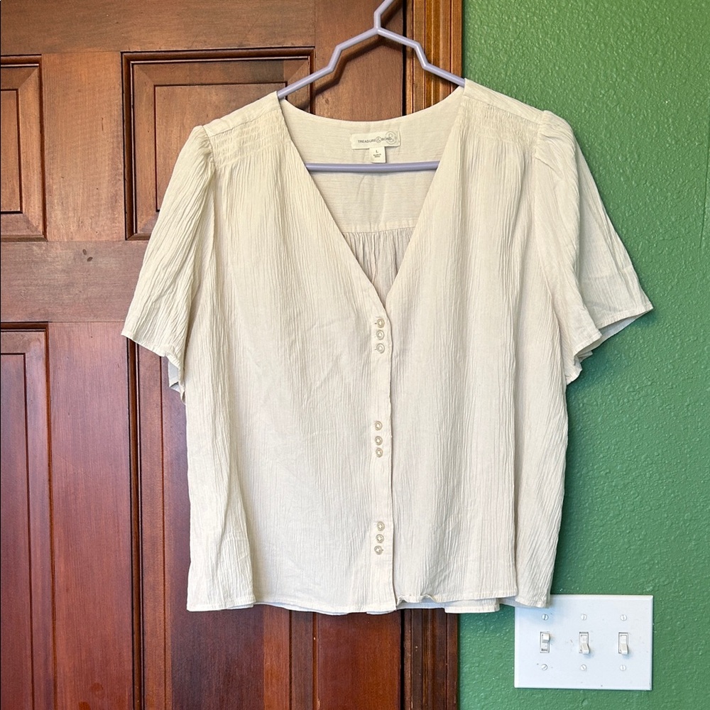 Cream Button-Up Top